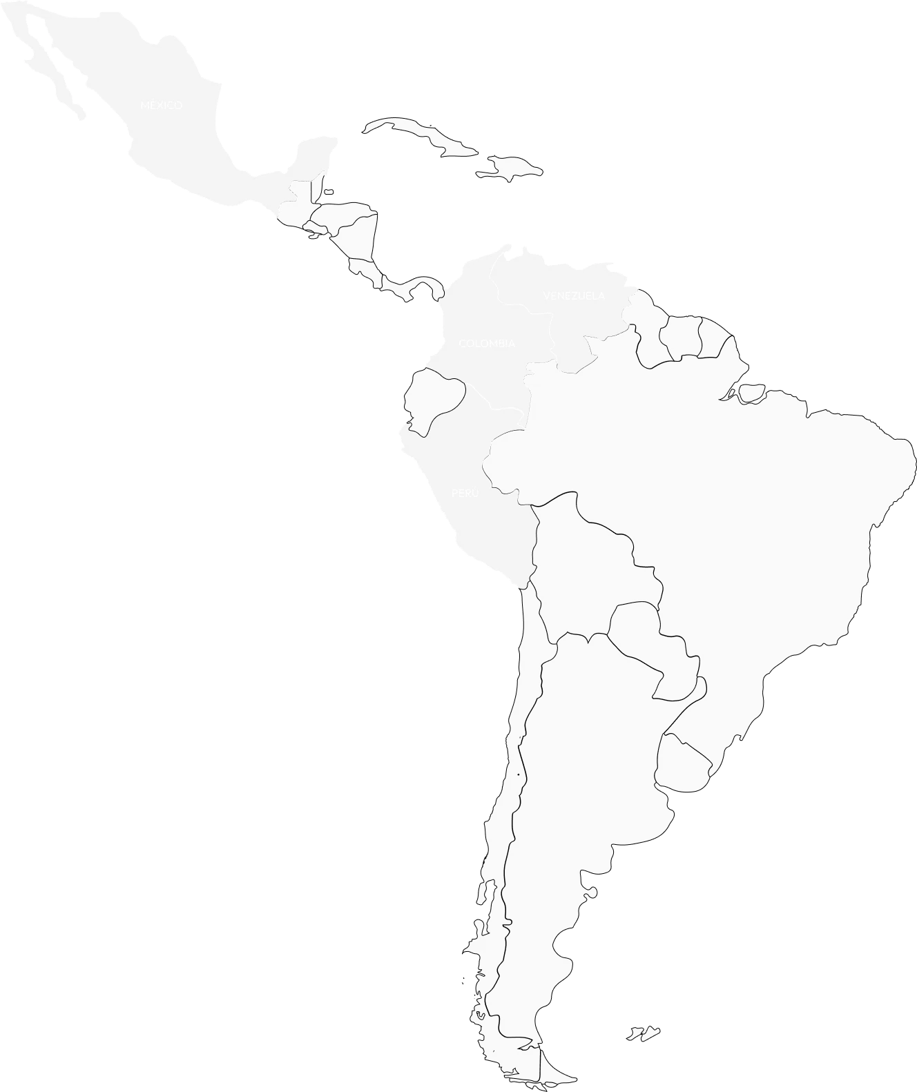 Mapa de presencia internacional en Latinoamérica